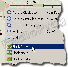 Контекстное меню для операций с блоками