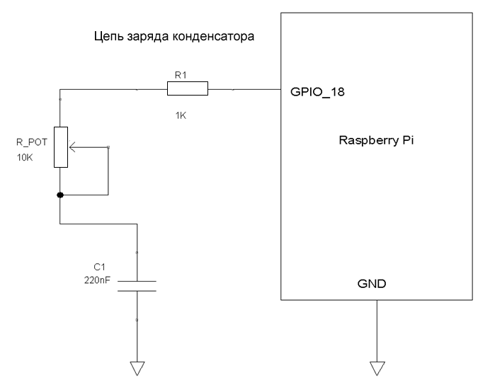Интерфейс Raspberry Pi для цепи заряда конденсатора C1