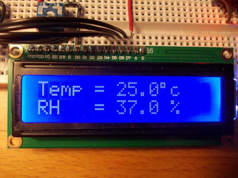 Макет термометра на PIC16F628A и DHT11 с LCD (дисплей)