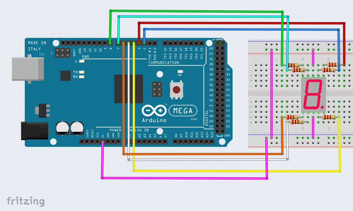 Схема подключения семисегментного индикатора к Arduino