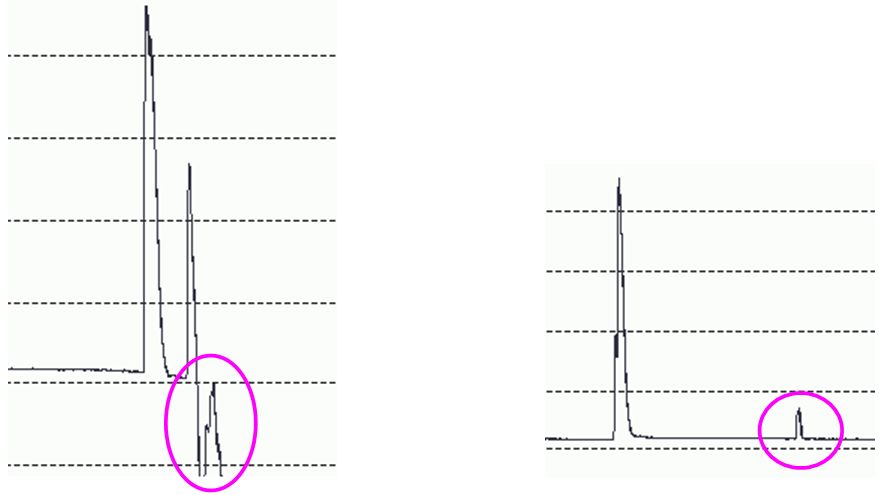 Примеры «фантомов»: ложное событие после конца сегмента (слева) и результат переотражений в середине сегмента (справа)