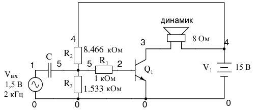Разделительный конденсатор предотвращает попадание постоянного напряжения смещения с делителя на генератор сигнала