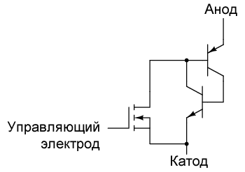 Эквивалентная схема тиристора с МОП управляющим электродом