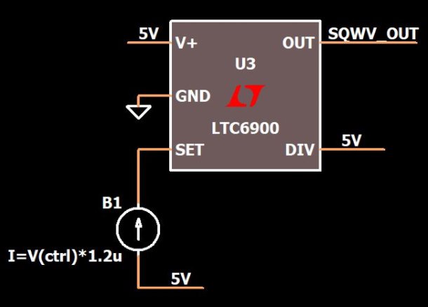Управление частотой генератора LTC6900 (схема в LTspice)