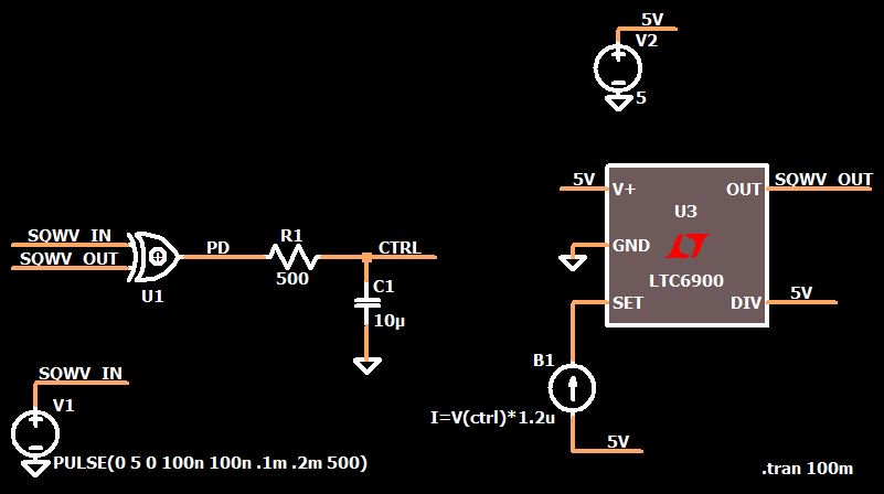 Реализация системы фазовой автоподстройки частоты в LTspice