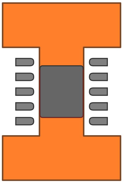 Рисунок 2 Использование для теплоотвода медного полигона на той же стороне платы, что и микросхема в корпусе с теплоотводящей площадкой