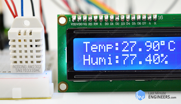 Figure 11 Temperature and Humidity Reading on LCD Display