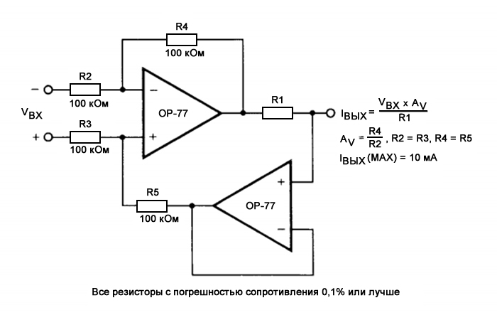 Рисунок 4 Схема прецизионного источника тока