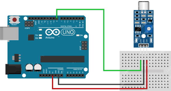 Рисунок 5 Подключение датчика звука к Arduino