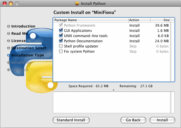 Рисунок 16 Программа установки Python: экран выборочной установки