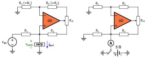 Рисунок 3 (a) Использование потенциометра R<sub>п</sub> для балансировки резисторного моста. (b) Настройка калибровки.