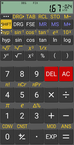 Рисунок 1 – Приложение «инженерного» калькулятора на Android