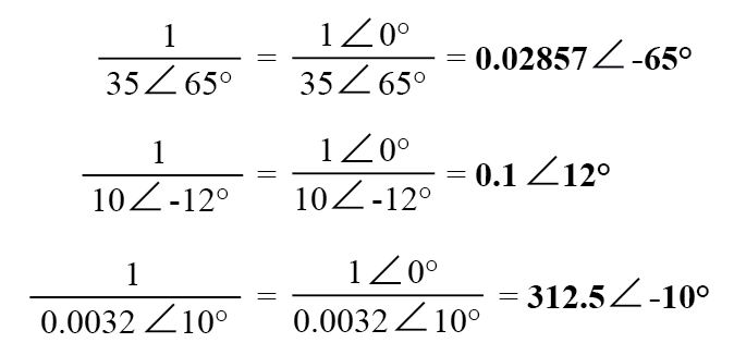 Рисунок 5 Получение обратного значения, или инвертирования (1/x), комплексного числа