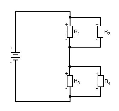 Рисунок 2 Последовательно-параллельная конфигурация с четырьмя резисторами