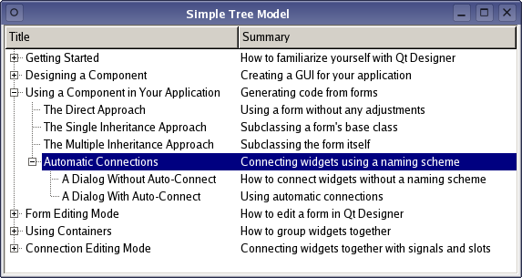 Пример простой древовидной модели в проекте с Qt
