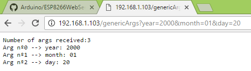Рисунок 2 Результат доступа к URL-адресу /genericArgs с 3 параметрами запроса